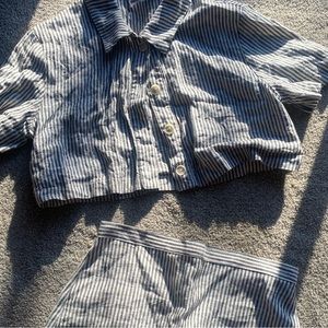 reformation striped button up top w/ skirt set!
